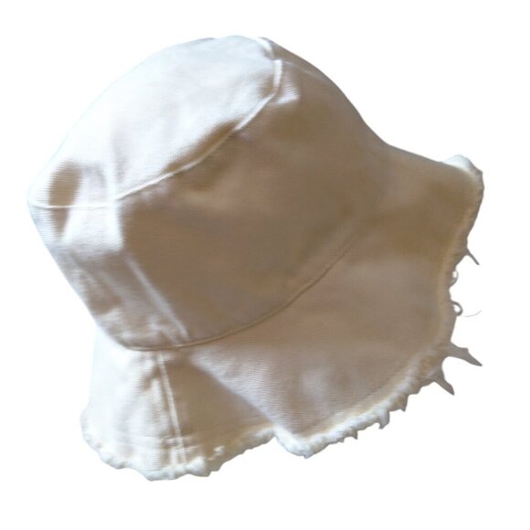 Frayed Edge Canvas Bucket Hat Off White Casual Beach - Picture 4 of 4